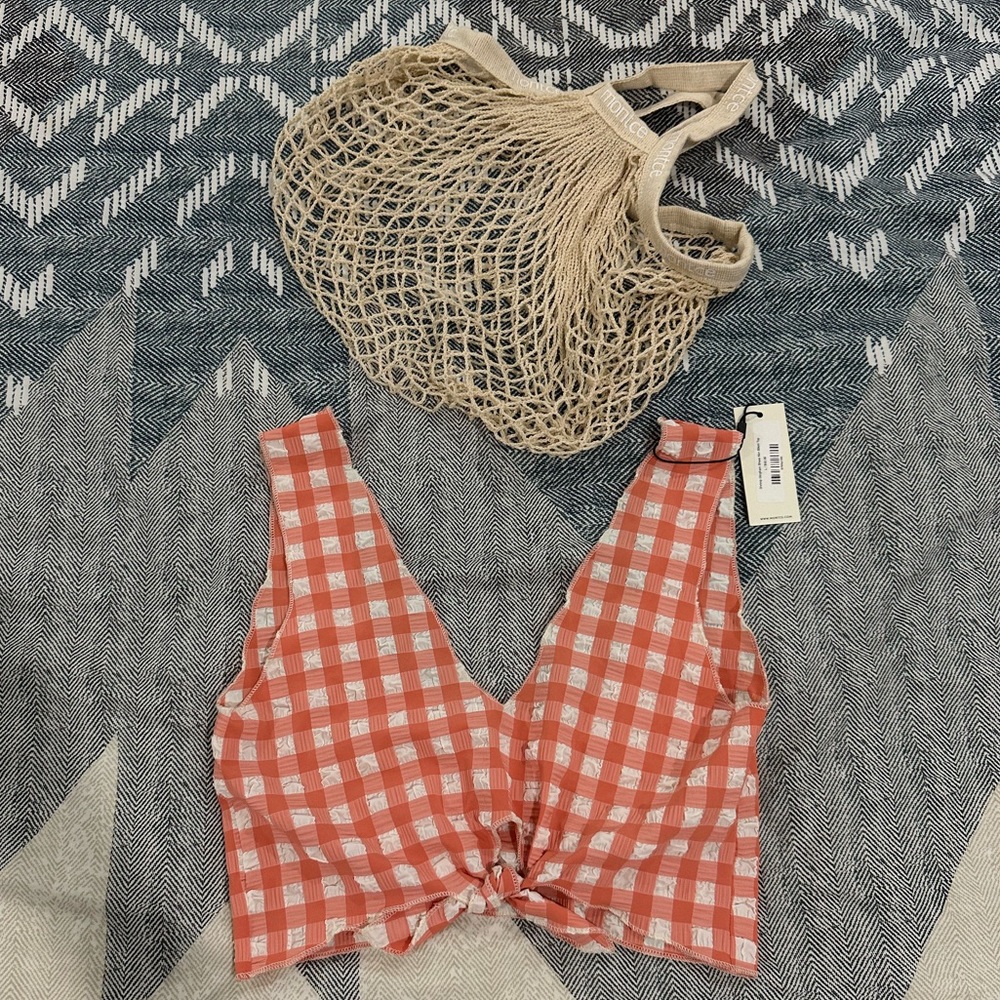 Montce Kim Variation Top in Shrimp Gingham